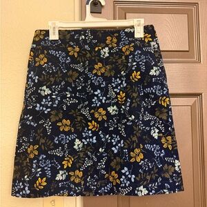 Talbots Corduroy Floral A-Line Skirt Size 4 – Navy Multicolor – Pockets – NWT